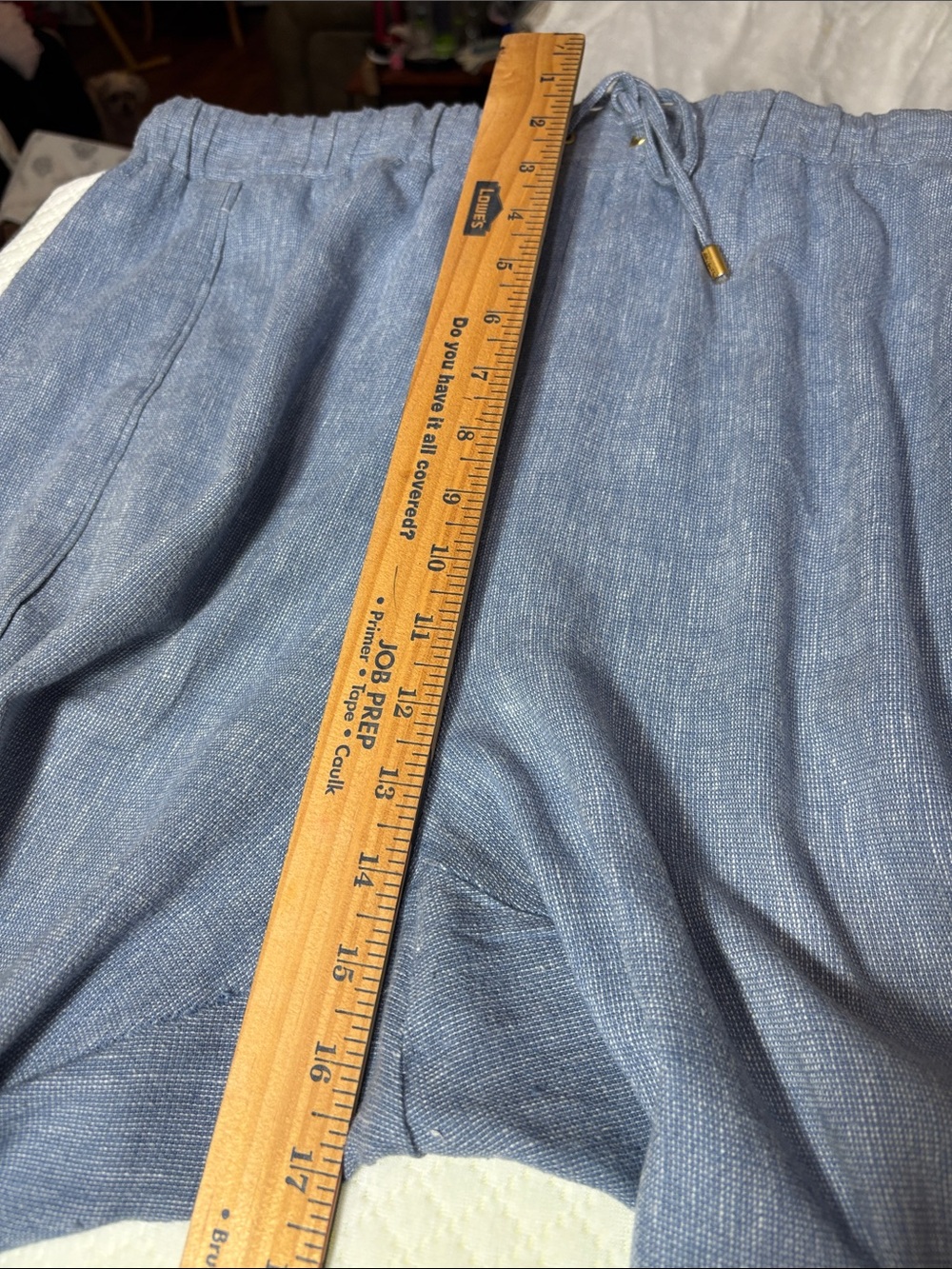 Ellen Tracy Light Blue Women’s Drawstring Linen-Blend Pants - Picture 7 of 13